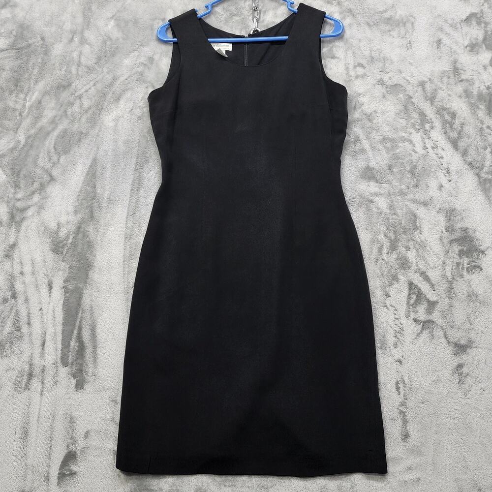 Vintage Liz Claiborne Dress Womens 8 Black Silk Sleeveless Sheath LBD Glam Party